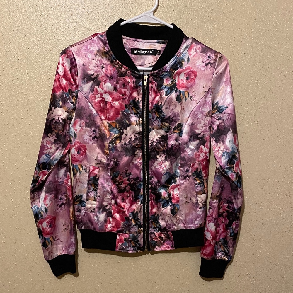 Allegra K floral bomber jacket